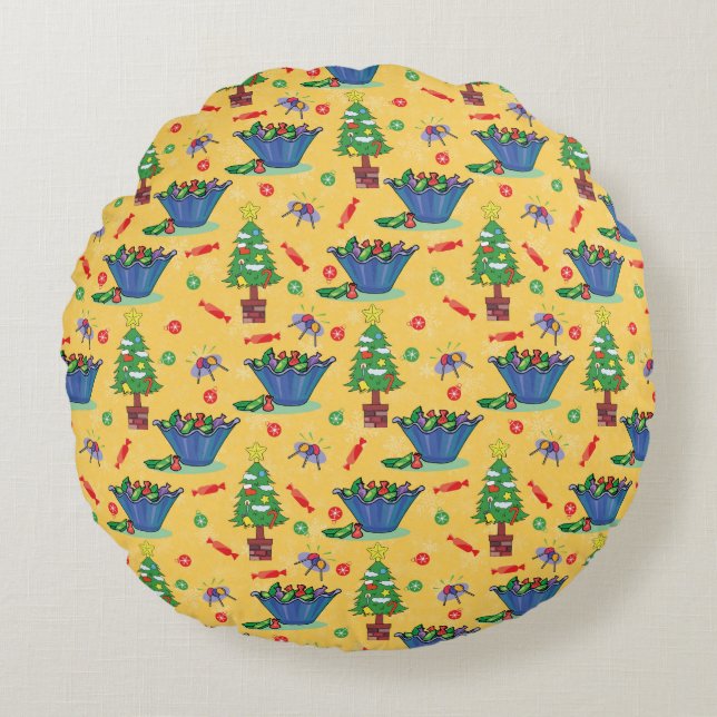 Christmas candy round pillow (Front)