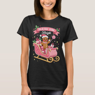 Christmas Candy Sleigh Girl Gingerbread Holiday T-Shirt