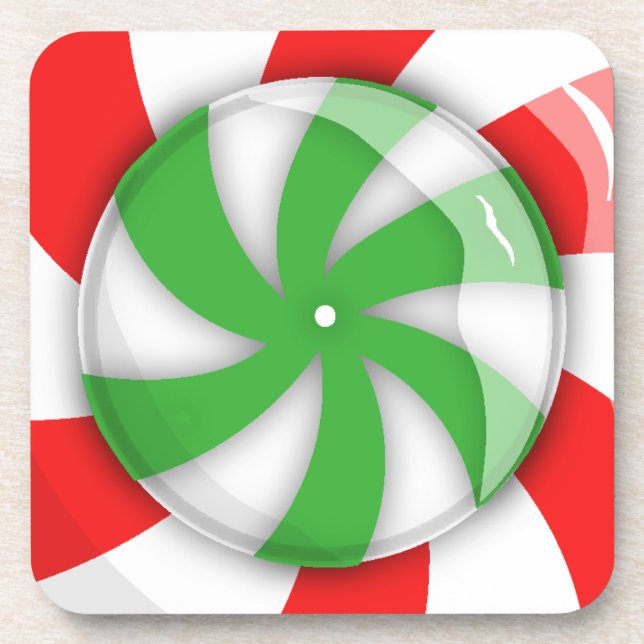 Christmas Candy Square Coaster (Front)