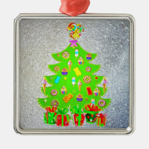 Christmas Candy Tree  Metal Ornament