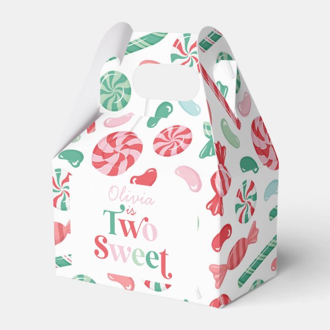 Christmas Candy Two Sweet 2nd Birthday Favor Box (Front Side)