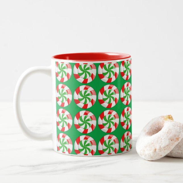 Christmas Candy Two-Tone Coffee Mug (With Donut)
