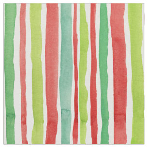 Christmas Candy Watercolor Stripe Fabric