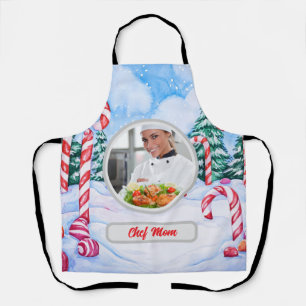 Christmas Candycane Personalized Chef Mom Photo Apron