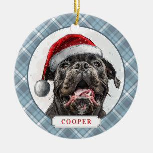 Christmas Cane Corso Ceramic Circle Ornament