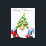 Christmas Canvas Print Gnome with Gift<br><div class="desc">Cute Gnome with Christmas Tree Hat and Gift - Fun Cartoon Drawing - Choose / Add Your Unique Text / Name / Colour - Make Your Special Gift - Resize and move or remove and add elements / text with customization tool ! Drawing and Design by MIGNED. Please see my...</div>