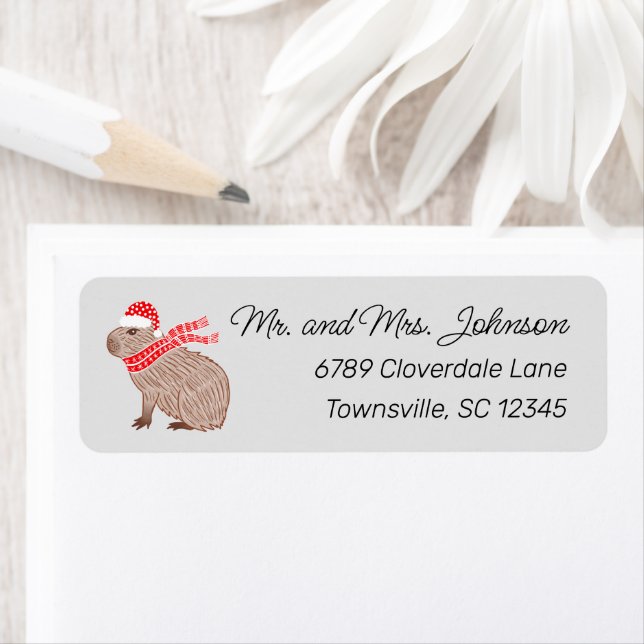 Christmas Capybara Adresse de retour (En situation)