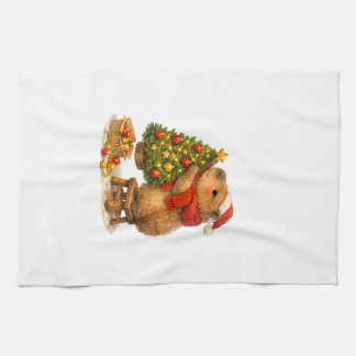 Christmas Capybara Decorating Tree Kitchen Towel