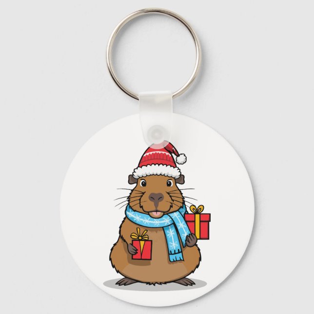 Christmas Capybara Keychain (Front)