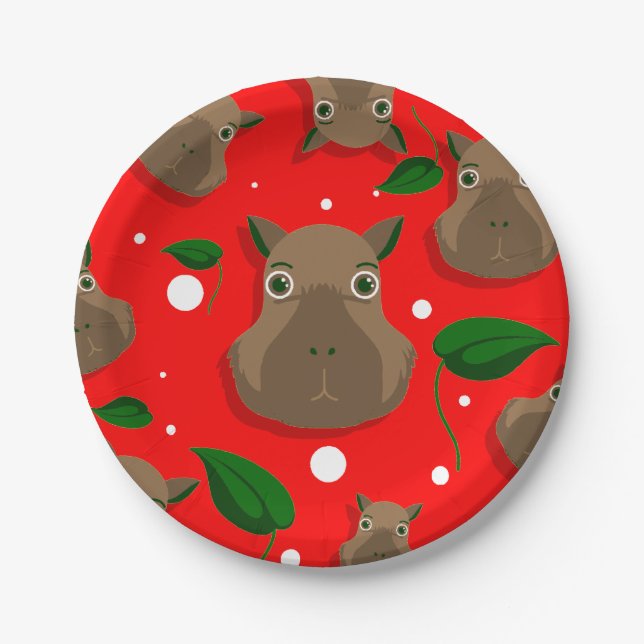 christmas capybara paper plate (Front)
