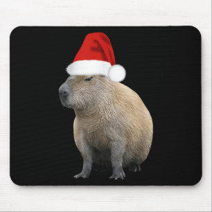 Christmas Capybara Santa Hat Mouse Pad