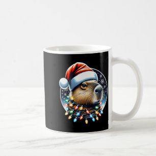 Christmas Capybara Santa Hat Xmas Lights Men Women Coffee Mug