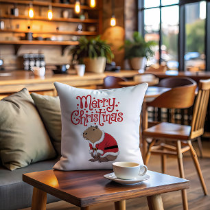 Christmas Capybara Throw Pillow