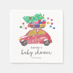Christmas car - baby shower napkin