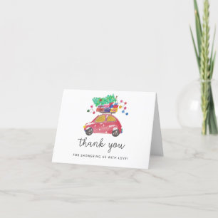 Christmas car - baby shower thank you card