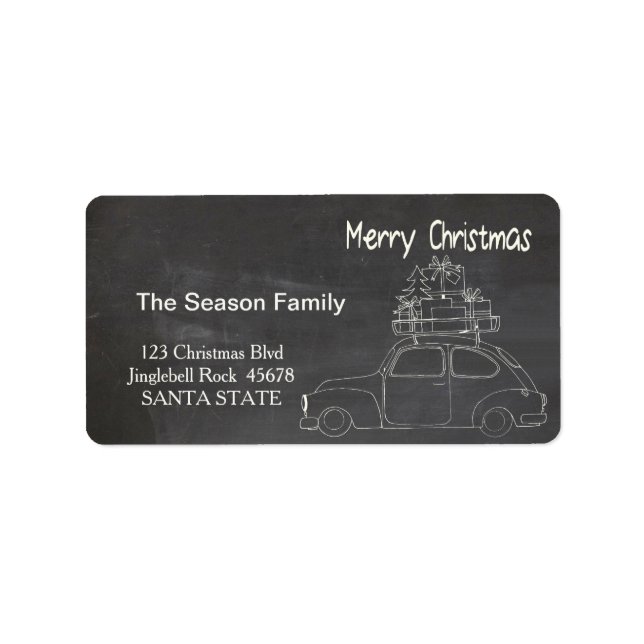 "Christmas car chalkboard Christmas  address label (Front)