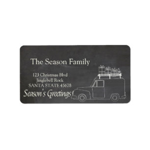 "Christmas car" chalkboard Season's Greetings Label