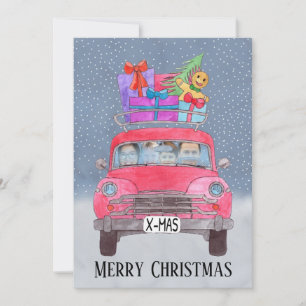 Christmas car customizable photo holiday card