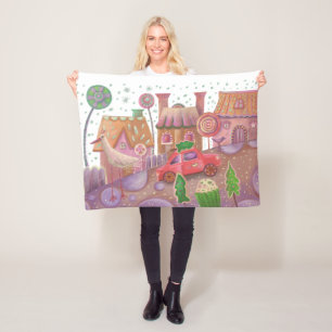 christmas car  fleece blanket