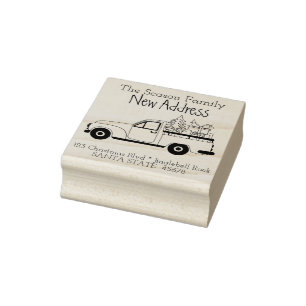 Christmas car New Addres return address stamp
