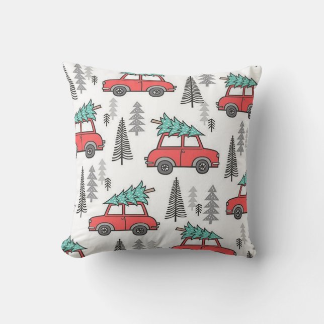 Christmas Car Pillow! Throw Pillow (Front)