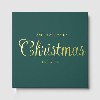 Christmas Card Album Personalized Family Name Guest Book