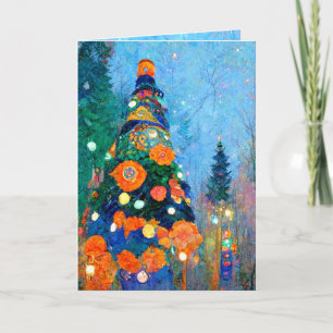 Christmas Card Alphonse Mucha stylized watercolor