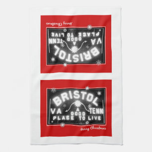 Christmas card Bristol Slogan Sign Kitchen Towel