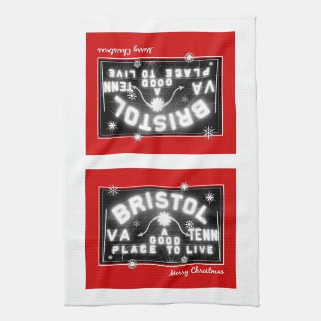 Christmas card Bristol Slogan Sign Kitchen Towel (Vertical)