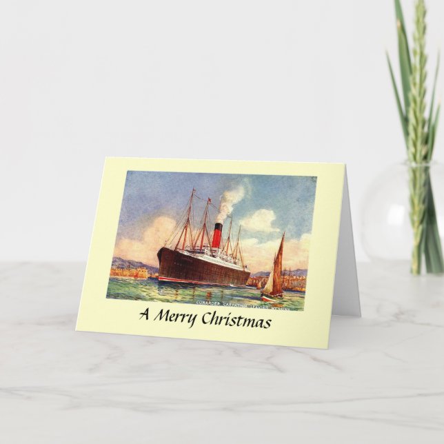 Christmas Card - Cunard Liner "Carpathia". (Front)