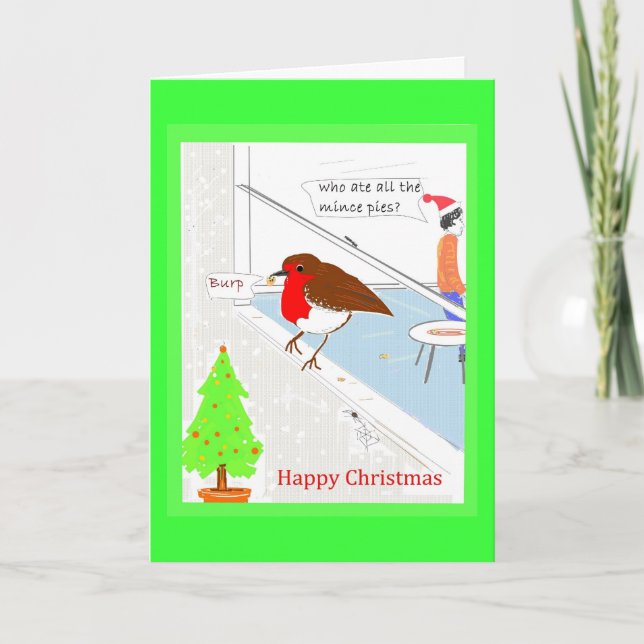 Christmas Card customizable cute robin (Front)