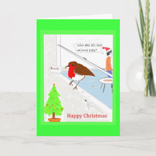 Christmas Card customizable cute robin