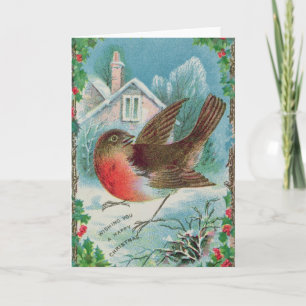 Christmas card depicting a robin