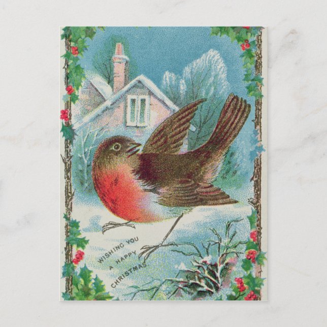 Christmas card depicting a robin (Front)