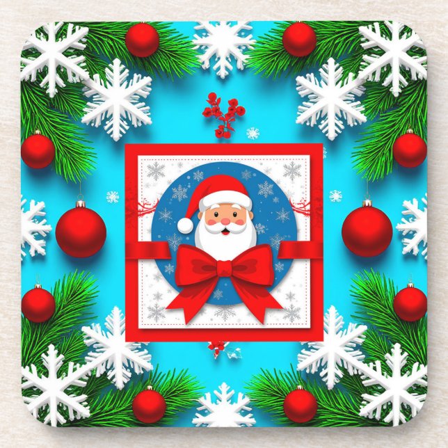 Christmas Card Design Featuring Santa Claus Coaster (Front)