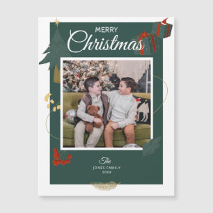 Christmas Card Family Photo Green Holiday
