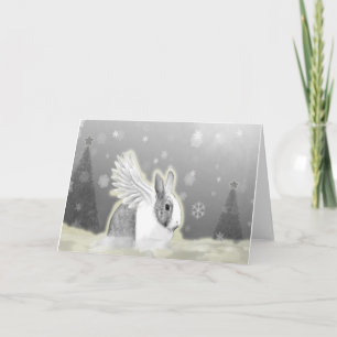 Christmas card featuring an angel bunny