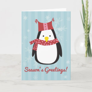 Christmas card featuring cute penguin