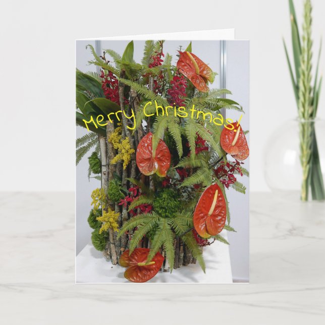 Christmas Card -  Flamingo Flowers (Front)