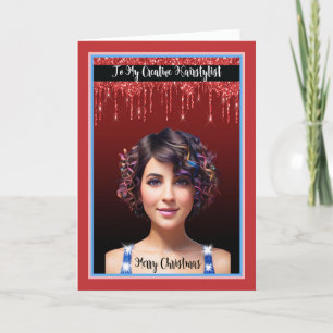 Christmas Card for Hairstylist with Pretty Woman