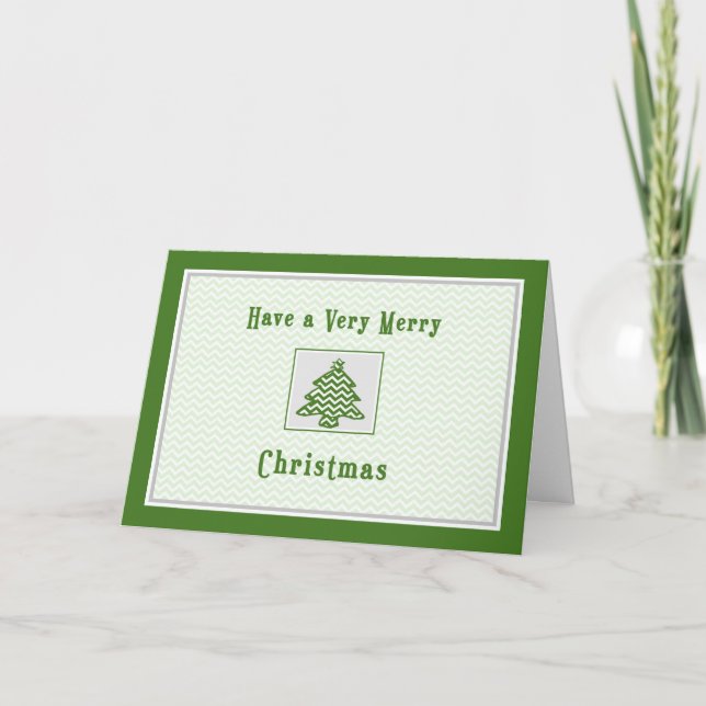 Christmas Card for Neighbour Chevron Stripes Tree (Front)