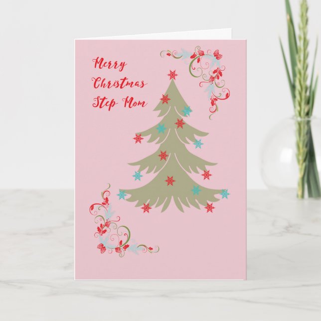 Christmas Card for Step Mom Designer Tree (Front)