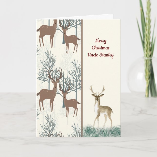Christmas Card for Uncle with Deer (Front)