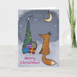 Christmas card, fox and friends, with your photo holiday card
