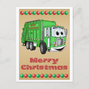 Christmas Card Garbage Truck Cartoon