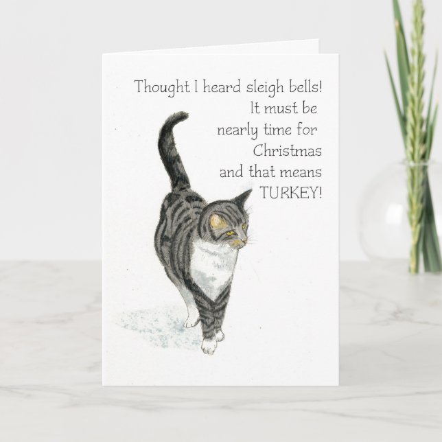 Christmas Card - Grey Tabby Cat (Front)