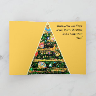 Christmas Card Gustav Klimt style tree lights