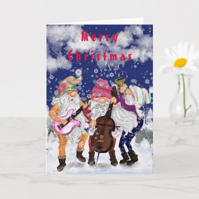 Christmas Card Happy Gnomes Music Band (Small Plant)