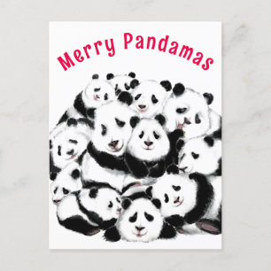 Christmas Card Happy Pandas Family - Painting