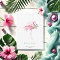 Christmas Card, Holiday Card, Pink Flamingo